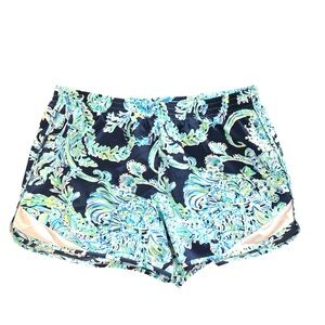 Lilly Pulitzer Blue and Green Floral Athletic Shorts‎